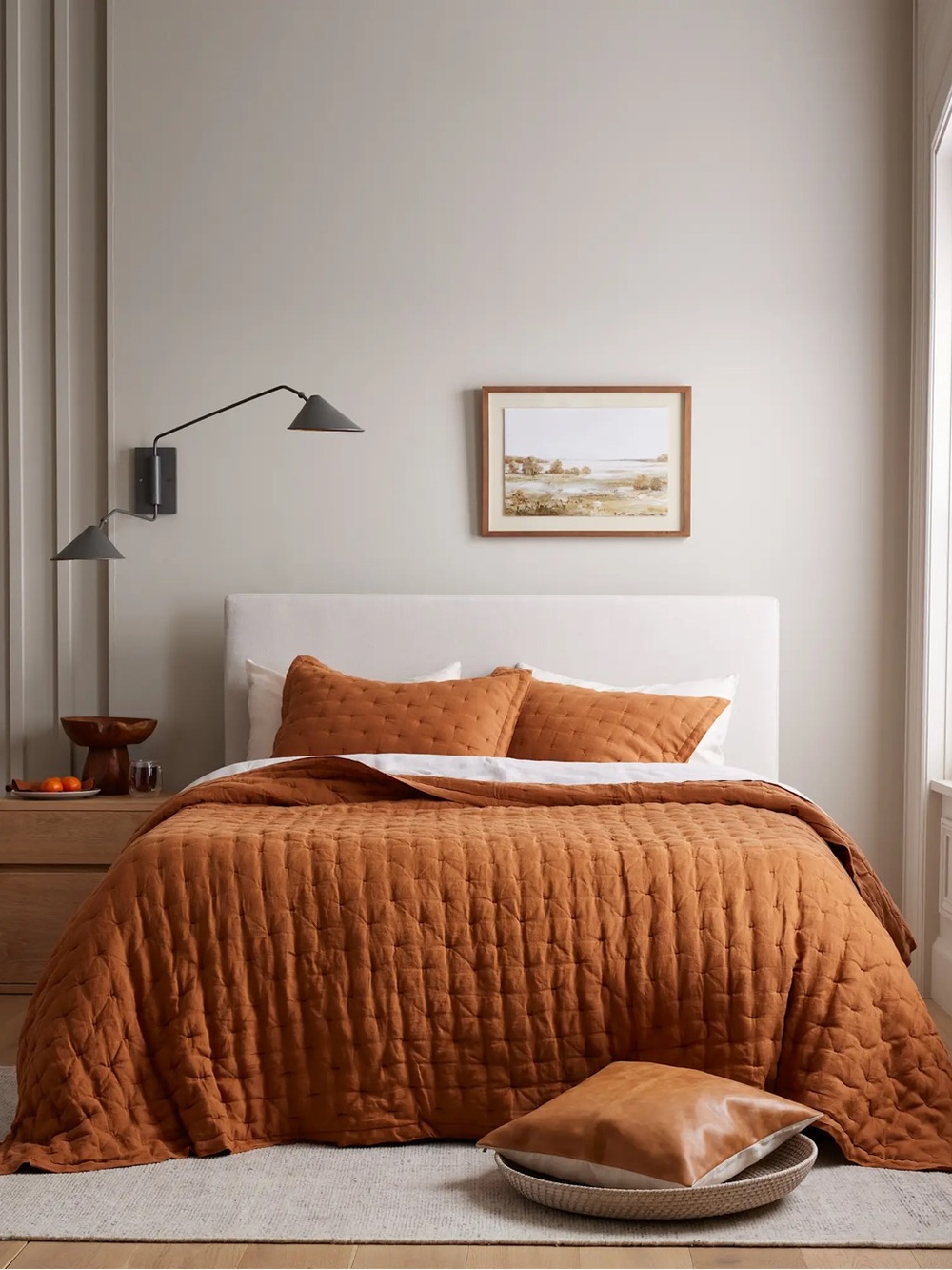 NWT Quince Queen 4pc Terracotta Dream Airy Guaze $284 Quilt Shams & Euro pillow